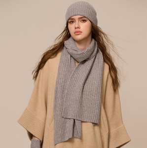 Bufanda Larga de Punto Acanalado 100% Lana Cachemira OEM para Otoño, Color y Detalle de Punto Personalizables, Transpirable, Marca Privada - Product Image 1