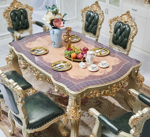 High Quality Classic Hot Sales Luxury Upholstered <b>Oak</b> Solid Wood <b>Frame</b> Carved European Style Dining Chair Table Home Furniture - Product Image 6