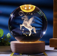 Sphère de planète du système solaire en verre artisanal pas cher, gravée au laser 3D, boule de cristal de galaxie avec lumière LED, lampe de nuit personnalisable