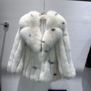 Rx furs נשים הלבשה בחורף יוקרה מלא מלא גדול להפוך את המעיל צווארון נשים ישר ארוך ישר טבעי פרווה שועל פרווה שועל