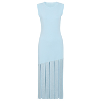 Robe longue sans manches pour femme, nouvelle tendance estivale, coupe ajustée et amincissante, avec estampage à chaud et pampilles en diamant, haute qualité 2660