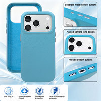 Coque de téléphone personnalisée en gros, style Aura doux et tendance, grain litchi, magnétique, durable et antidérapante pour iPhone 15 Pro Max