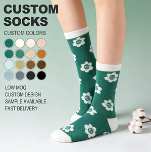 Chaussettes en tricot jacquard à col ras du cou, 82 % coton, absorbantes, élastiques, écologiques, confortables, design personnalisé, pour tenue décontractée - Product Image 1