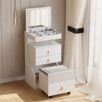 Chambre à coucher Fille Noir Et Blanc Panneau De Particules Pliable Maquillage Bureau Vanité Coiffeuse Ensemble Avec Lumières Et Miroir