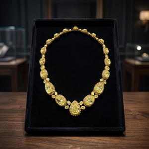 Luxury Yellow Gold <b>Choker</b> Necklace With Pear Cut Diamond Inlay Women's Party Jewelry - Product Image 3