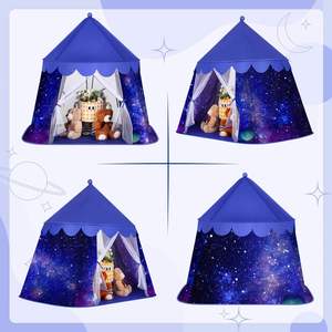 Carpa Plegable Infantil con Diseño de Espacio y Estrellas, Unisex, de 2 a 7 Años, de Poliéster, Regalo de Cumpleaños, Navidad, Juguetes - Product Image 4