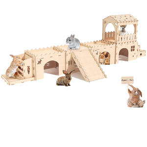 Casas para Conejos, Castillo, Escondite para Conejos, Túnel, Casas de Juego para Conejos, Escondite de Madera Extra Grande para Conejos - Product Image 1
