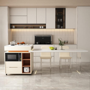 Hiện đại có thể thu vào Slate bếp bằng gỗ đảo với mở rộng bàn ăn tối giản mở kế hoạch thiết kế - Product Image 4