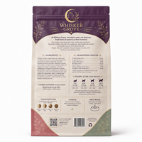 Sachet à fond plat violet personnalisé avec estampage à chaud doré, pochette zippée laminée de qualité alimentaire pour emballage de poulet, canneberges et nourriture pour chats