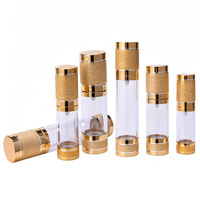 Flacon pompe airless à paillettes dorées 15ml 30ml 50ml 80ml 100ml pour cosmétiques et soins de la peau, sérigraphie AS+Aluminium