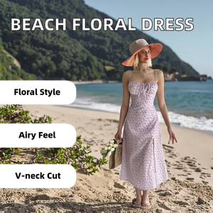 Vestido informal <span class=keywords><strong>de</strong></span> verano sin mangas con abertura floral y espalda descubierta para <span class=keywords><strong>mujer</strong></span>, nuevo imprescindible para vacaciones en la playa, tela <span class=keywords><strong>de</strong></span> gasa Natural ODM Midi - Product Image 3