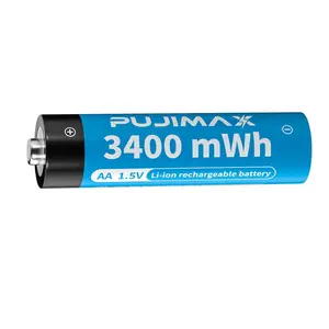 PUJIMAX耐用锂离子电池1.5伏可充电锂离子电池3400mwh aa麦克风手电筒锂离子电池