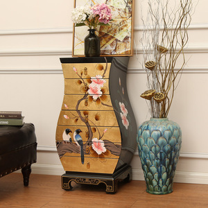 Nouvelle armoire de rangement multifonctionnelle en bois de bouleau massif de style chinois à sept tiroirs avec panneaux MDF pour chambre et salon - Product Image 1