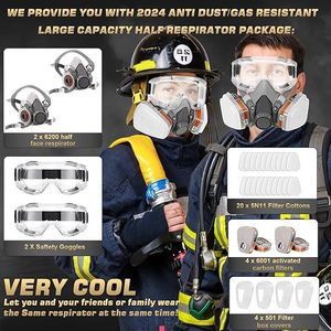 Half Face Respirator <b>Mask</b> With Organic Vapor Filter Cartridge KN95 Reusable For Chemicals Paints Pesticides Formaldehyde - Product Image 3