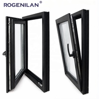 Fenêtres à battants en aluminium imperméables de style américain Rogenilan, vitrage extérieur en verre trempé pour maisons