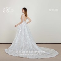 Bretelles perlées en cristal et appliques de dentelle 3D robe de mariée silhouette de sirène robe de mariée avec jupe amovible