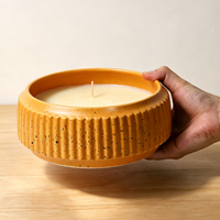 YBH1400ml Recipiente para Velas de Cerámica Acanalado con Diseño Moteado, Ecológico, Personalizable, Vacío, Moderno, para Decoración del Hogar, Tarros de Velas de Navidad, Cera de Soja
