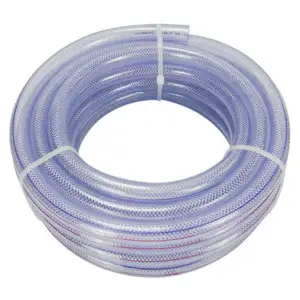 Manguera de agua trenzada reforzada con fibra de poliéster de PVC flexible transparente de 1/4 ''-3'' pulgadas