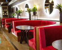 Sièges de banquet de bar de nuit en velours rouge, sièges de banquet de restaurant, banquet d'angle (FOH-CBCK58)