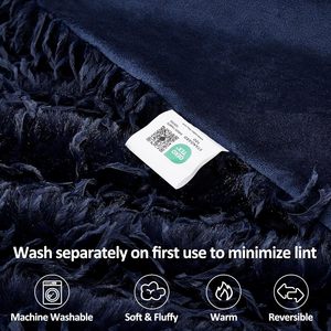 Couverture en fausse fourrure bleu marine Zhengtai Home Decor Knit 850GSM, vente en gros - Product Image 3
