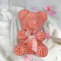 Perle rose ours en peluche brillant belle boîte cadeau prix de gros fleur artificielle bulle diamant rose ours