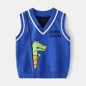 Dessin animé mignon dinosaure sans capuche décontracté coton mélangé gilet garçons <span class=keywords><strong>basket</strong></span> uniforme pull gilet à la mode sans capuche décontracté coton - Product Image 3
