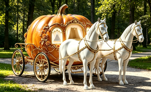 Carruaje de Calabaza de <span class=keywords><strong>Cenicienta</strong></span> de Tamaño Real con Estatua de Caballo de Fibra de Vidrio, Accesorio para Fotos en Parques Temáticos - Product Image 4