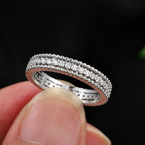 Anillo Clásico de Moissanita con Corte Brillante de 0.6 CTW, Borde Acanalado, Eternidad Completa, Plata 925, Certificado GRA, Atemporal, Apilable, para Boda - Product Image 5