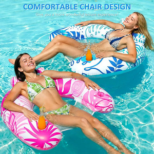 <b>Inflatable</b> Pool <b>Float</b> Chair with Cup Holders Floating Pool Lounge Chair for Swimming Pool Water Chair Toy Party <b>Float</b> for Adults - Product Image 3