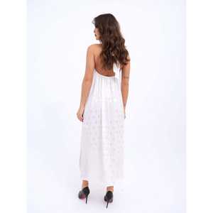 Vestido Midi Filedeliya Blanco con Puntos, Cuello Alto, Corte en A, Transpirable, Tejido, Informal, para Fiesta - Product Image 4
