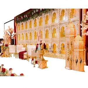 Muslim Wedding Stage Golden Mirror <b>Frame</b> High Quality Jharokha Style Wedding <b>Frames</b>/Panels Moroccan <b>Backdrop</b> Panels For Stages - Product Image 1