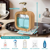 Distributeur de savon personnalisable avec veines de bois vintage, pompe à pression manuelle et centre transparent pour liquides