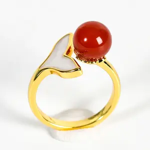 Original Creative Fashion Jewelry Rings Elegant Fresh Water Pearl Fish Tail Adjustable Rings