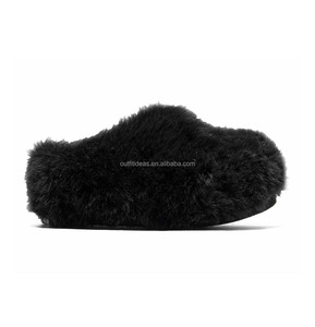 Chaussures d'hiver chaudes, bout rond, luxe, unisexe, homme, sabot de neige, sabot chaud, fourrure grise, pantoufles en peau de mouton, femme, sabot en fourrure grise - Product Image 4
