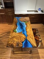 Table à manger extensible en bois de noyer la plus vendue, finition résine époxy, bois massif pour la maison, le bureau, la cuisine, l'entrepôt, l'entrée