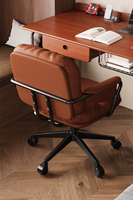 Chaise d'ordinateur, chaise de bureau à domicile, chaise pivotante pour dortoir étudiant, en cuir PU, double dossier, soutien lombaire confortable