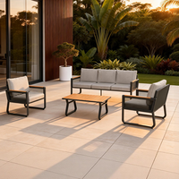 DWOO Fabrik Allwetter 4-in-1 Terrassen-Sitzgruppe Dreisitzer Geflochtenes Sofa Outdoor Balkon Lounge-Set