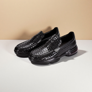 Zapatos de Hombre de Negocios y Ocio, Estilo Ligero y Lujoso, Tejidos a Mano, con Amortiguación de Aire, Suela Gruesa, Estilo Casual, Tipo Mocasín - Product Image 1