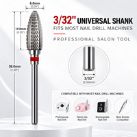 Fraise à ongles professionnelle en carbure de tungstène, forme épi de maïs, argentée, grain fin, tige de 2,35 mm, pour usage en salon de manucure, certifiée CE, OEM