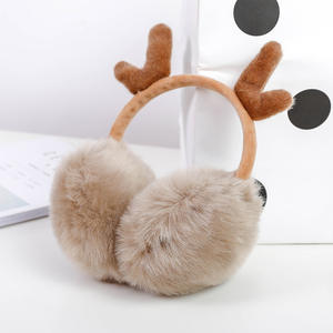 Anfamily Merry Christmas Antlers Earmuff - Style européen et américain, <span class=keywords><strong>fausse</strong></span> <span class=keywords><strong>fourrure</strong></span>, automne-hiver, confortable, moelleux, bandeau en peluche - Product Image 3