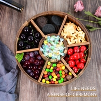 Plateau de service en bois pour le salon, pour bonbons/noix/biscuits/fruits/en-cas, 7 compartiments, plateau de service divisé avec couvercle pour Noël