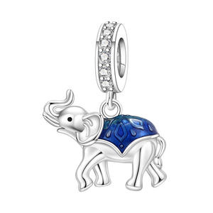 Exclusive cross-border white <b>copper</b> elephant pendant, original niche DIY <b>bracelet</b> beaded accessory pendant, women's style - Product Image 1