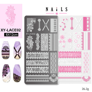 Placa de Estampado de Uñas con Borde de Encaje, Plantilla de Acero Inoxidable para Transferencia de Diseños de Uñas, Herramienta de Diseño de Patrones 3D - Product Image 5