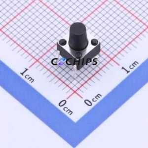 YTS1R0012HBT00 Tactile Switch Through hole Component (THT),6x6mm Switch Single Pole Single Throw Round Button 2.5N Through Hole - Product Image 1