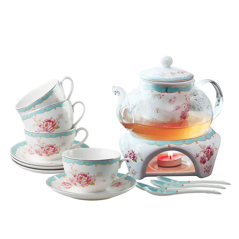 Bán buôn tốt Trung Quốc loạt Hoa Sứ thủy tinh Bộ trà gốm tách trà saucer Set với ấm trà ấm hơn