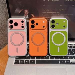 เคสโทรศัพท์ระบบแม่เหล็กหนังแท้สำหรับ iPhone 17 16 15 14 PRO MAX กรอบด้านหลังแบบแม่เหล็กลายด้านผ้าลินิน - Product Image 1