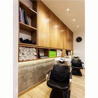 Comptoir de Barbier Moderne en Acier Inoxydable avec Miroir pour Salon de Coiffure et Mobilier de Salon de Beauté