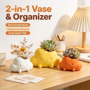 Lindo Florero con Forma de Nube, Organizador de Escritorio Multifuncional, Maceta Creativa para Suculentas, Decoración para Mesa de Oficina en Casa - Product Image 4