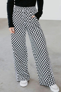 Dear-Lover Wholesale Boutique Checkerboard Drawstring Waist Casual Patchwork Checkered Pants Women - Product Image 4