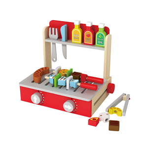 Casa de juegos de madera para niños, juego de barbacoa pequeño de chef, parrilla, juguete de cocina, juego de simulación, barbacoa, 26 Uds. - Product Image 2